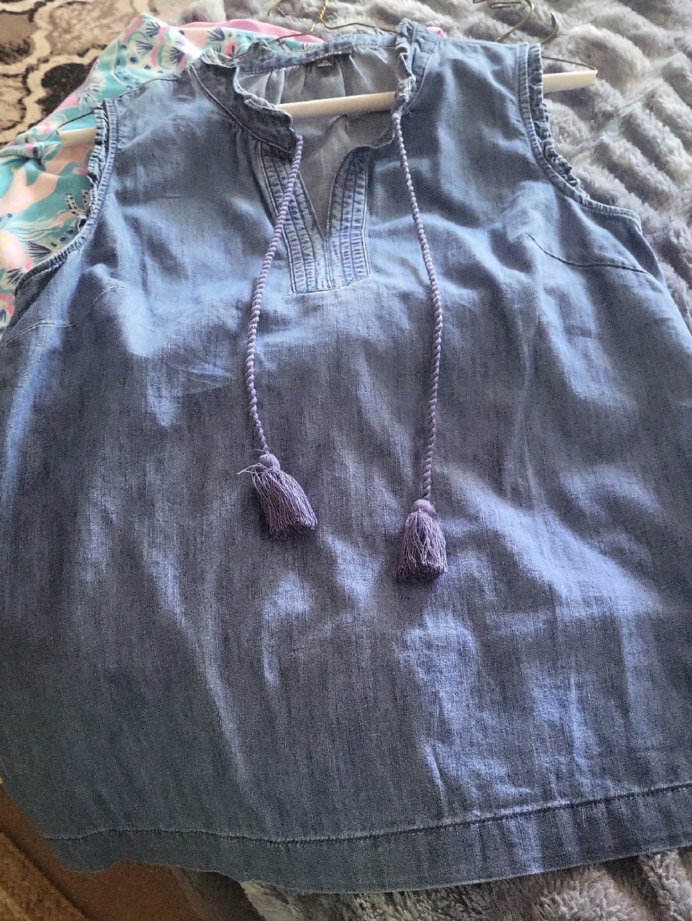 Talbots Navy Chambray Sleeveless Blouse XS
